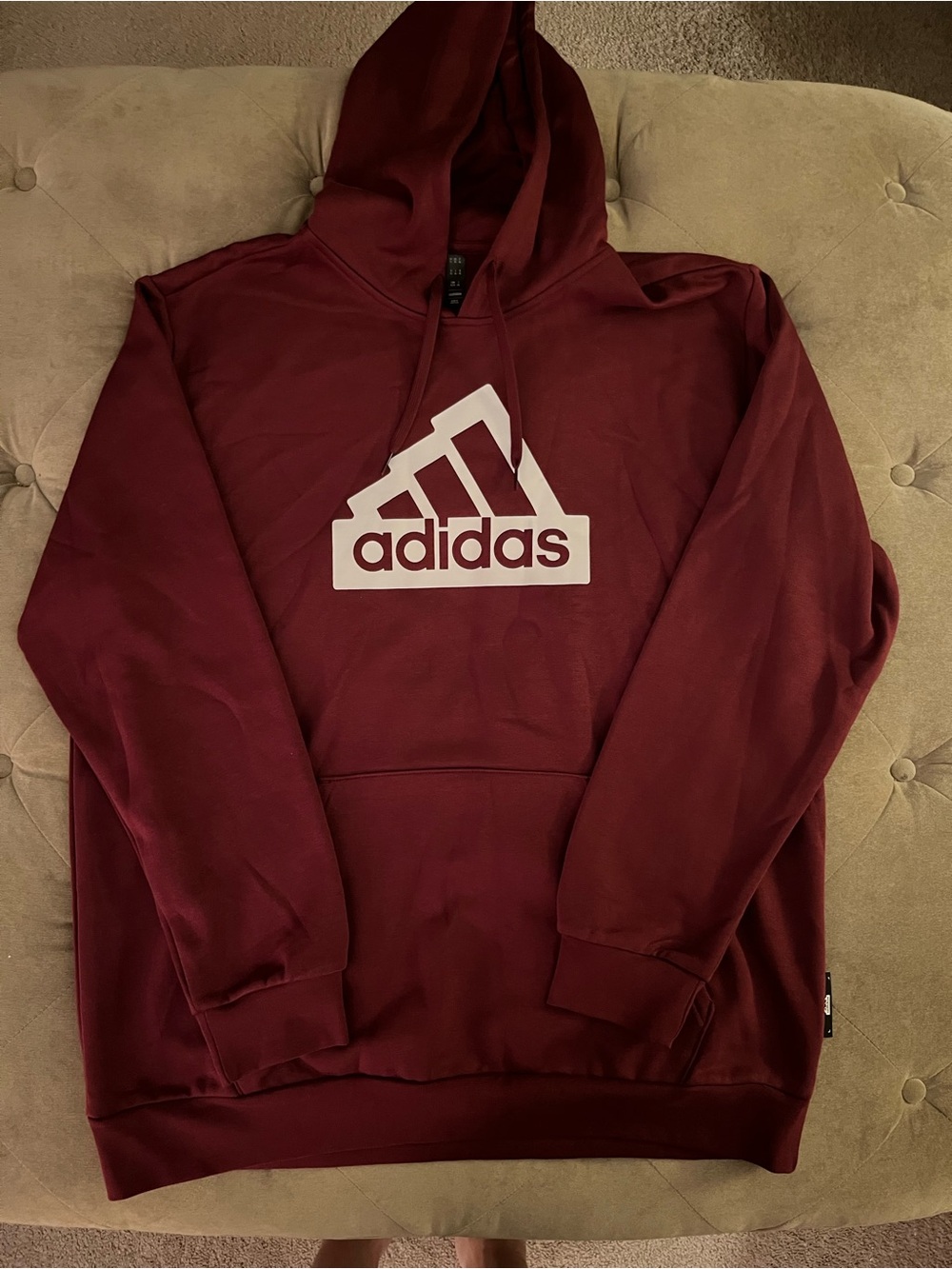 Adidas Burgundy Hoodie with White Logo size XL